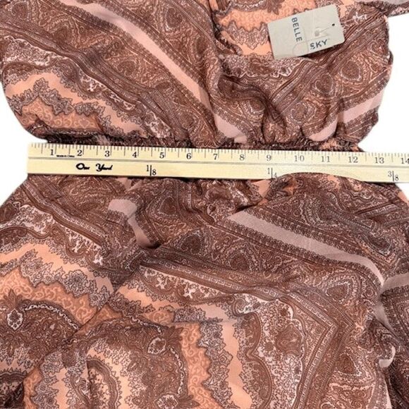 NWT Belle Sky Paisley Print Sheer Maxi Boho Tie Sleeves Mauve Pink Size XS - Picture 12 of 14